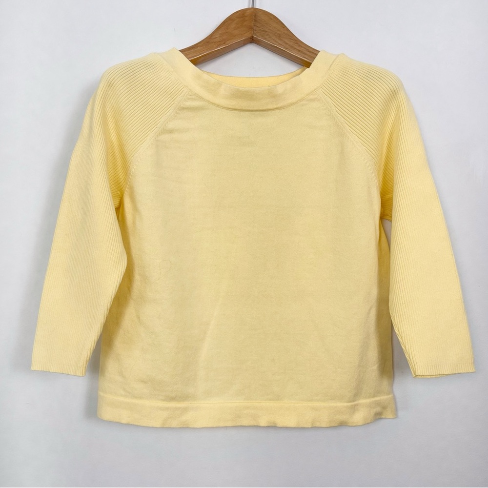 Women’s Relaxed Fit Scandi Girl Yellow Cotton‎ Scoop Neck Sweater Size Large